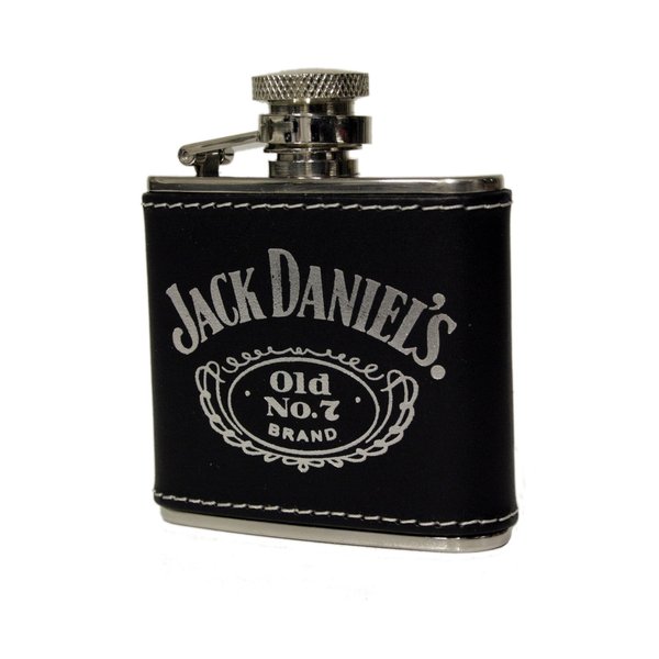 Jack Daniel's hip flask 2oz leather covered