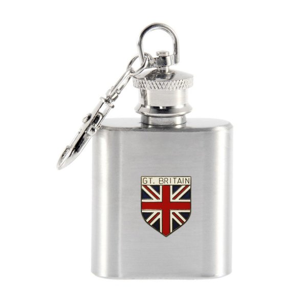 Great Britain Union Jack 1oz keyring hip flask